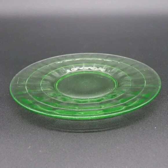 Vintage Hocking Block Optic Sandwich Plate Green Depression 1929-33 - Picture 1 of 4